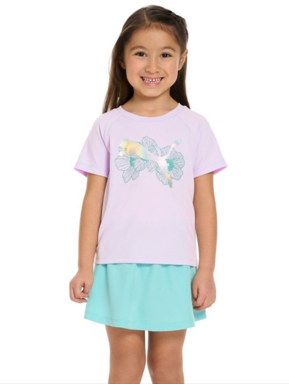 Puma Girls Lavender Short Sleeve Tee with Skort